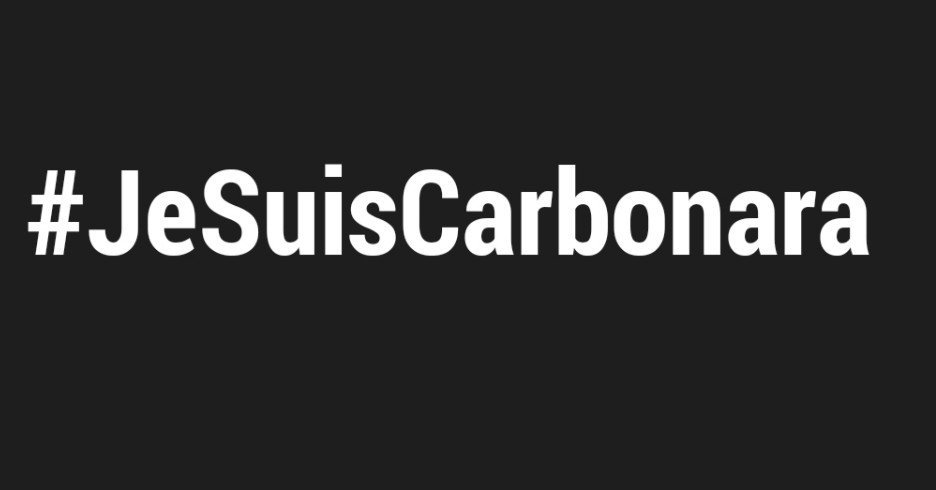 Le hashtag #JeSuisCarbonara, référence au visuel « Je suis Charlie », a côtoyé le #CarbonaraGate en avril 2016 sur Twitter.